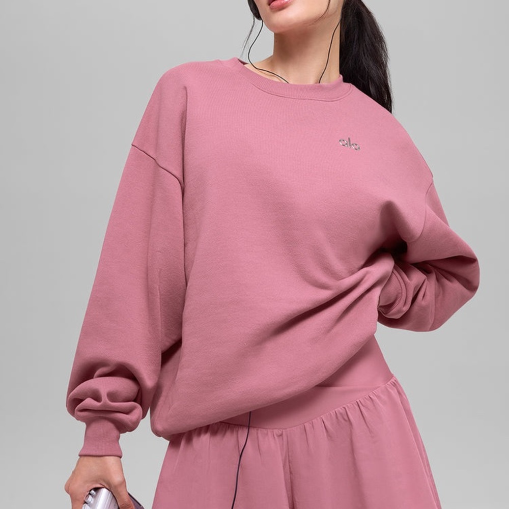 ALO Yoga Limited Edition Accolade Crew Neck  Sweatshirt Wild Pink Rose Sz 2XL